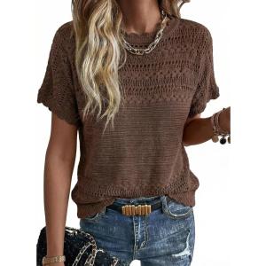 image:imageAcelitt Womens Short Sleeve Knit Sweater Tops SXXLDark Brown
