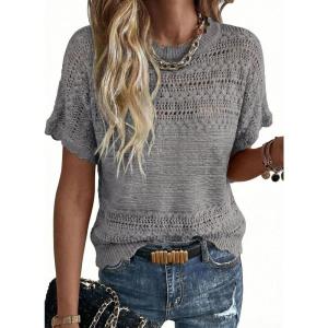 image:imageAcelitt Womens Short Sleeve Knit Sweater Tops SXXLGrey