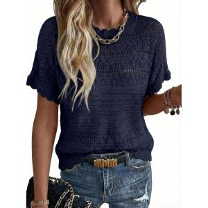 image:imageAcelitt Womens Short Sleeve Knit Sweater Tops SXXLNavy Blue