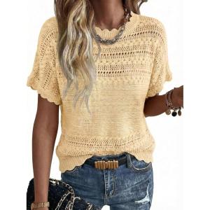 image:imageAcelitt Womens Short Sleeve Knit Sweater Tops SXXLYellow