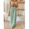 image:imageAcelitt Women Casual Drawstring Elastic Waist Striped Wide Leg Pants with Pockets SXXLGreen