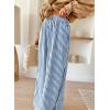 image:imageAcelitt Women Casual Drawstring Elastic Waist Striped Wide Leg Pants with Pockets SXXLNavy Blue