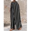 image:imageAcelitt Women Casual Drawstring Elastic Waist Striped Wide Leg Pants with Pockets SXXLStripe Black