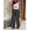 image:imageAcelitt Women Casual Drawstring Elastic Waist Striped Wide Leg Pants with Pockets SXXLStripe Black
