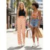 image:imageAcelitt Womens Casual Checkered Pants Elastic Waist Comfy Loose Wide Leg Pants with PocketsGray