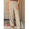 image:imageAcelitt Womens Casual Checkered Pants Elastic Waist Comfy Loose Wide Leg Pants with PocketsYchestnut