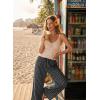 image:imageAcelitt Women Casual Drawstring Elastic Waist Loose Wide Leg Striped Pants with Pockets SXXLT Black