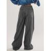 image:imageAcelitt Women Casual Drawstring Elastic Waist Loose Wide Leg Striped Pants with Pockets SXXLT Black
