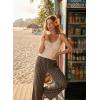 image:imageAcelitt Women Casual Drawstring Elastic Waist Loose Wide Leg Striped Pants with Pockets SXXLT Brown