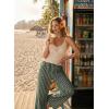 image:imageAcelitt Women Casual Drawstring Elastic Waist Loose Wide Leg Striped Pants with Pockets SXXLT Green