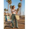 image:imageAcelitt Women Casual Drawstring Elastic Waist Loose Wide Leg Striped Pants with Pockets SXXLT Green
