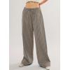 image:imageAcelitt Women Casual Drawstring Elastic Waist Loose Wide Leg Striped Pants with Pockets SXXLT Khaki