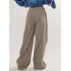 image:imageAcelitt Women Casual Drawstring Elastic Waist Loose Wide Leg Striped Pants with Pockets SXXLT Khaki