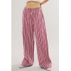 image:imageAcelitt Women Casual Drawstring Elastic Waist Loose Wide Leg Striped Pants with Pockets SXXLT Pink