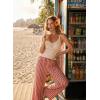 image:imageAcelitt Women Casual Drawstring Elastic Waist Loose Wide Leg Striped Pants with Pockets SXXLT Red