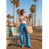 image:imageAcelitt Women Casual Drawstring Elastic Waist Loose Wide Leg Striped Pants with Pockets SXXLT Sky Blue