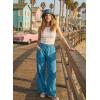 image:imageAcelitt Women Casual Drawstring Elastic Waist Loose Wide Leg Striped Pants with Pockets SXXLT Sky Blue