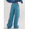 image:imageAcelitt Women Casual Drawstring Elastic Waist Loose Wide Leg Striped Pants with Pockets SXXLT Sky Blue