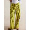 image:imageAcelitt Women Casual Drawstring Elastic Waist Loose Wide Leg Striped Pants with Pockets SXXLT Yellow
