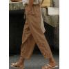 image:imageAcelitt Women Casual Lightweight Drawstring Elastic Waist Pants with Pockets SXXLBrown