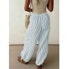 image:imageAcelitt Women Casual Striped Wide Leg Pants Drawstring Elastic Waist Fashion 2026 Summer Lounge Trousers Pants Sky Blue XL