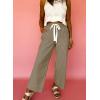 image:imageAcelitt Women Elastic Waist High Striped Pants SXXLBeige