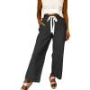 image:imageAcelitt Women Elastic Waist High Striped Pants SXXLBlack