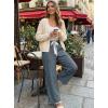 image:imageAcelitt Women Elastic Waist High Striped Pants SXXLBlue