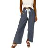 image:imageAcelitt Women Elastic Waist High Striped Pants SXXLBlue