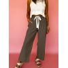 image:imageAcelitt Women Elastic Waist High Striped Pants SXXLBrown