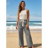 image:imageAcelitt Women Elastic Waist High Striped Pants SXXLGray