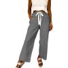 image:imageAcelitt Women Elastic Waist High Striped Pants SXXLGray