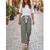 image:imageAcelitt Women Elastic Waist High Striped Pants SXXLGreen