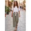 image:imageAcelitt Women Elastic Waist High Striped Pants SXXLKhaki