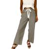 image:imageAcelitt Women Elastic Waist High Striped Pants SXXLKhaki