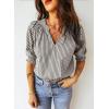 image:imageAcelitt Women Striped Puff Sleeve Shirts SXXLBlack