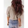 image:imageAcelitt Women Striped Puff Sleeve Shirts SXXLBrown