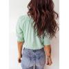 image:imageAcelitt Women Striped Puff Sleeve Shirts SXXLGreen