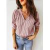 image:imageAcelitt Women Striped Puff Sleeve Shirts SXXLPink