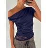 image:imageAcelitt Womens Summer Lace Trim TopsSXXLBlue