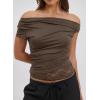 image:imageAcelitt Womens Summer Lace Trim TopsSXXLBrown
