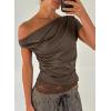 image:imageAcelitt Womens Summer Lace Trim TopsSXXLBrown