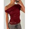 image:imageAcelitt Womens Summer Lace Trim TopsSXXLRed
