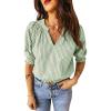 image:imageAcelitt Women Striped Puff Sleeve Shirts SXXLGreen