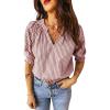 image:imageAcelitt Women Striped Puff Sleeve Shirts SXXLPink