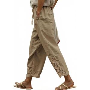 image:imageAcelitt Women Casual Lightweight Drawstring Elastic Waist Pants with Pockets SXXLBeige