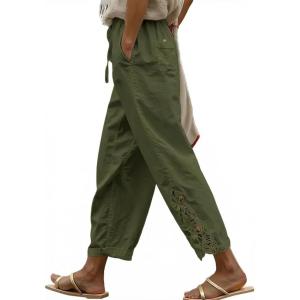 image:imageAcelitt Women Casual Lightweight Drawstring Elastic Waist Pants with Pockets SXXLLight Green