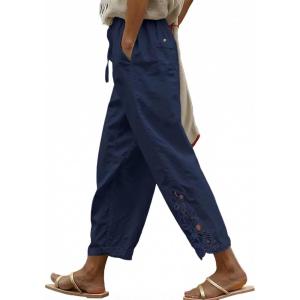 image:imageAcelitt Women Casual Lightweight Drawstring Elastic Waist Pants with Pockets SXXLNavy Blue