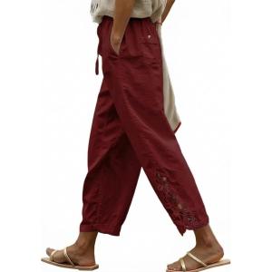 image:imageAcelitt Women Casual Lightweight Drawstring Elastic Waist Pants with Pockets SXXLRed