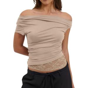 image:imageAcelitt Womens Summer Lace Trim TopsSXXLApricot